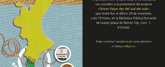 Invitación a la inauguració del projecte "Teixim llaços des del sud del sud"