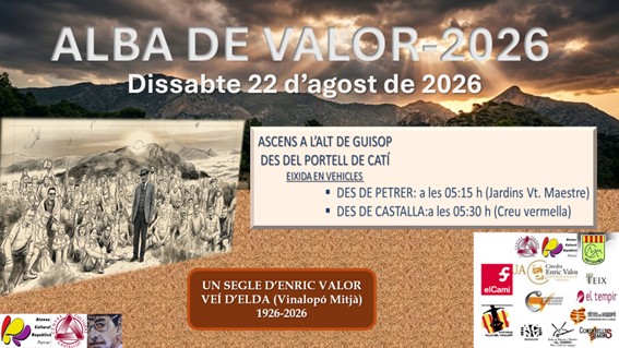 Ascens a l’alt de Guisop el 22 d’agost en homenatge a Enric Valor en el 115é aniversari del seu naixement