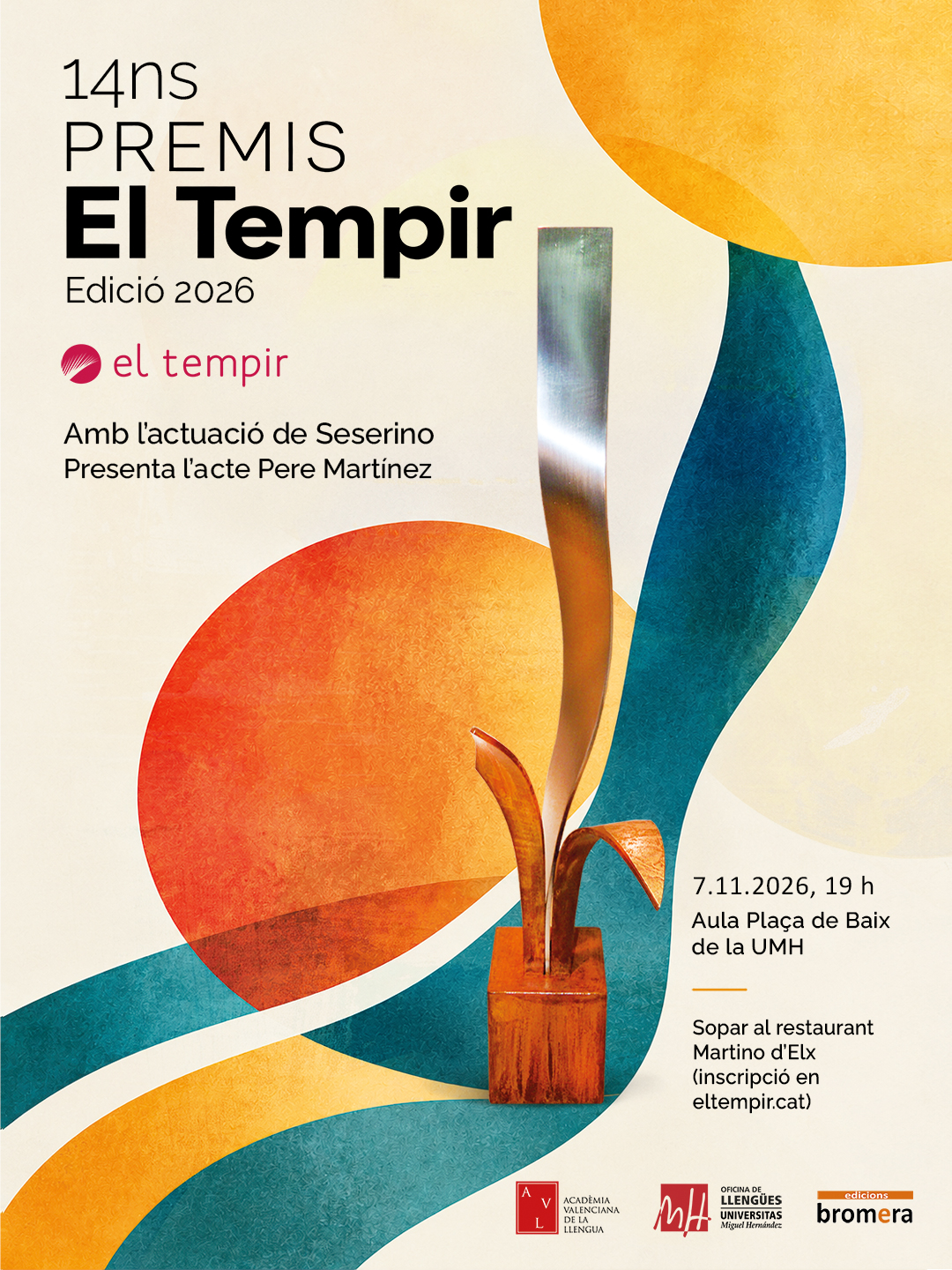Els XIV Premis El Tempir se celebraran el dissabte 7 de novembre a Elx